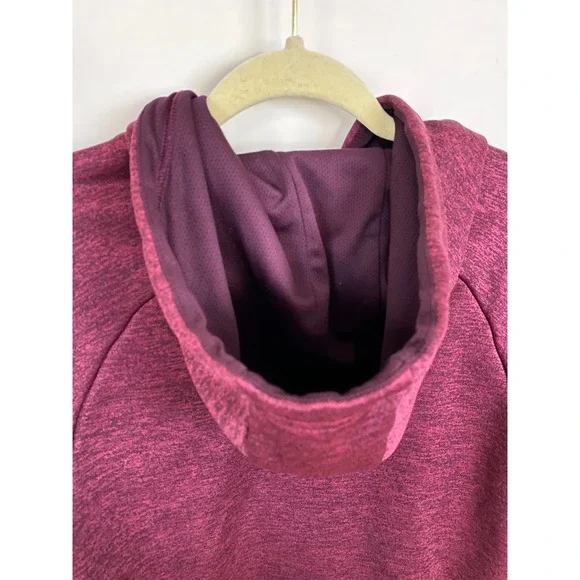 Adidas Hoodie Pullover Womens‎ Small Burgundy Heathered Fleece Thumbhole Sporty - Picture 6 of 12
